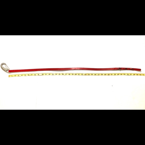 Red Leather Johnny Farah Skinny Belt Size Large - Picture 3 of 3